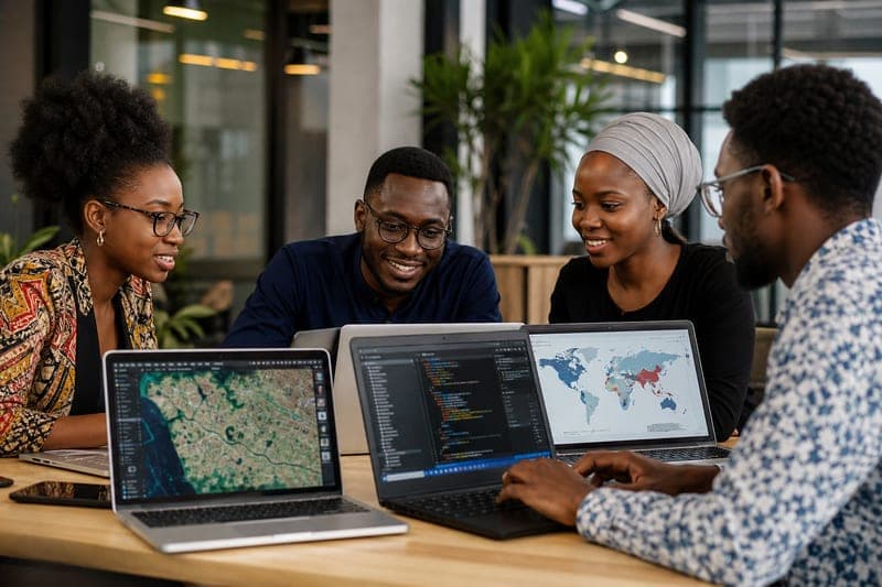 Remote geospatial internship team collaborating on commercial GIS projects