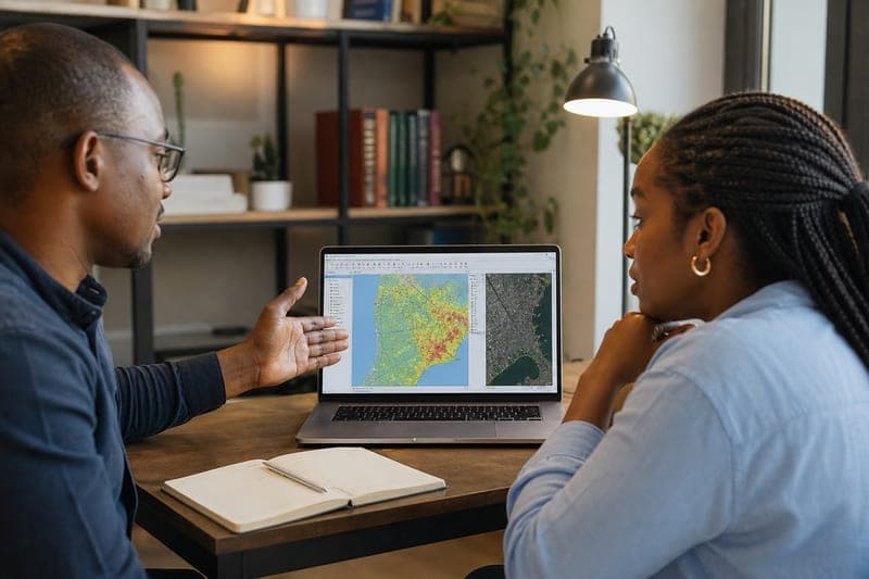 One-on-one GIS mentorship session between an expert and a student